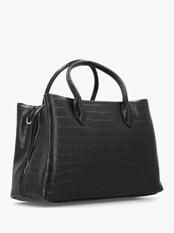 Valentino Bags Large Opaline Moc Croc Black Tote Bag
