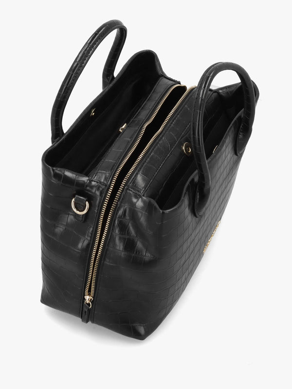 Valentino Bags Large Opaline Moc Croc Black Tote Bag