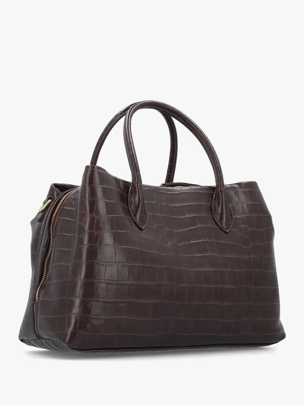 Valentino Bags Large Opaline Moc Croc Brown Tote Bag