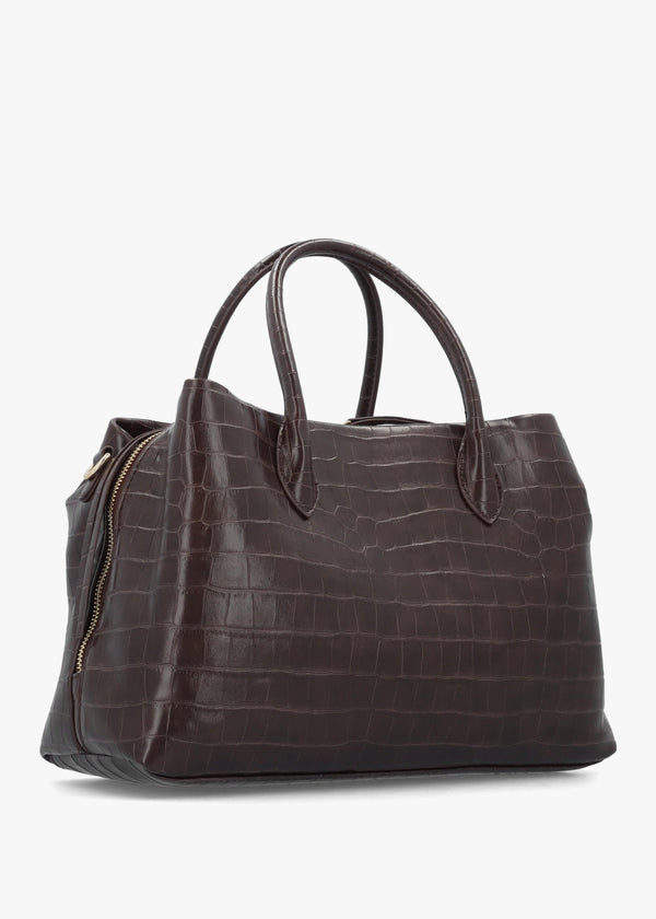 Valentino Bags Large Opaline Moc Croc Brown Tote Bag