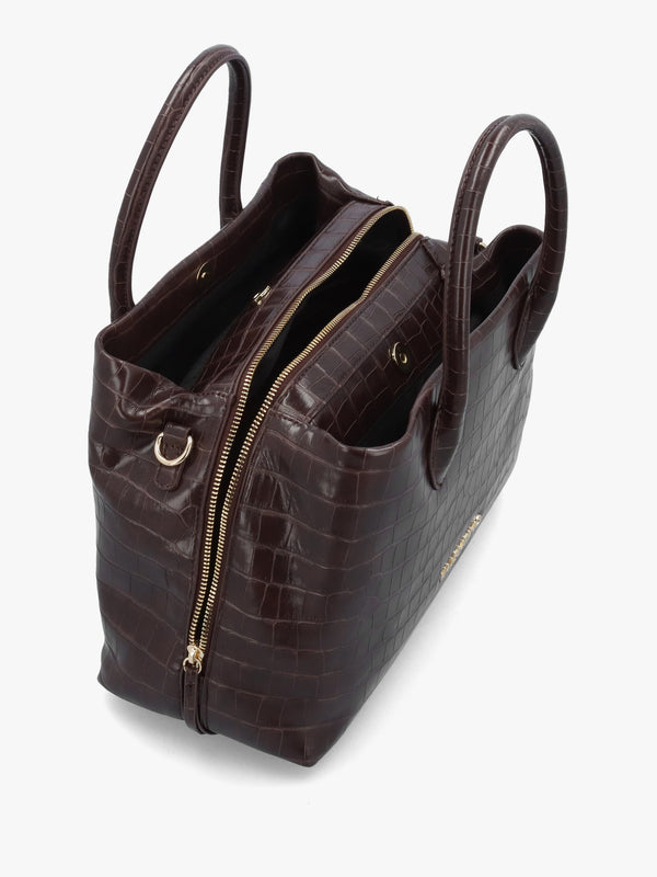 Valentino Bags Large Opaline Moc Croc Brown Tote Bag