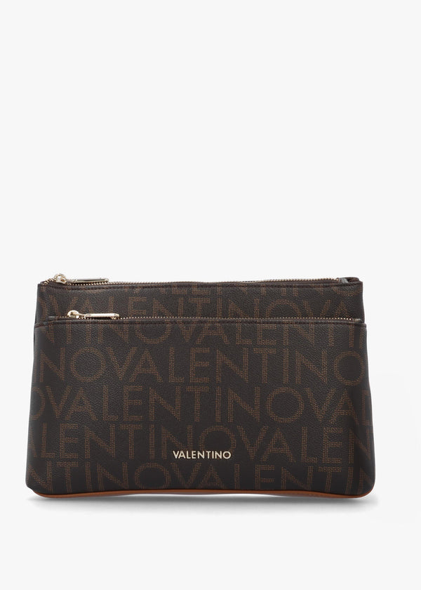 Valentino Bags Large Regina Brown Monogram Cosmetic Bag
