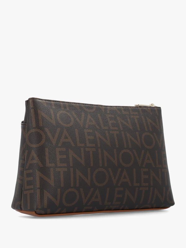 Valentino Bags Large Regina Brown Monogram Cosmetic Bag