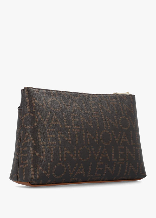 Valentino Bags Large Regina Brown Monogram Cosmetic Bag