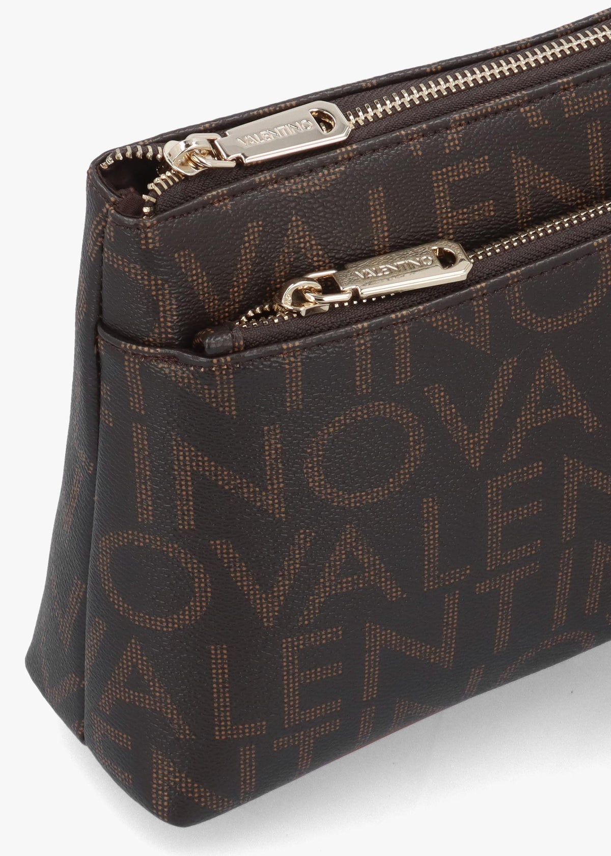Valentino Bags Large Regina Brown Monogram Cosmetic Bag