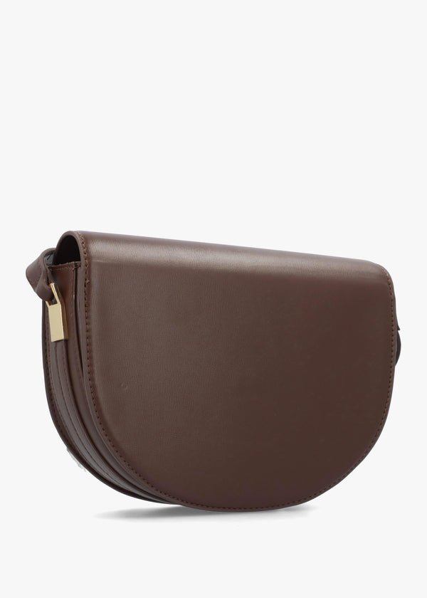 Valentino Bags Rossy Brown Curved Flap Cross-Body Bag