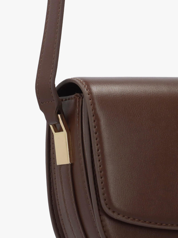 Valentino Bags Rossy Brown Curved Flap Cross-Body Bag