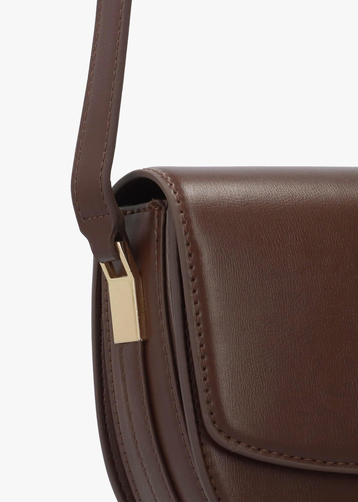 Valentino Bags Rossy Brown Curved Flap Cross-Body Bag