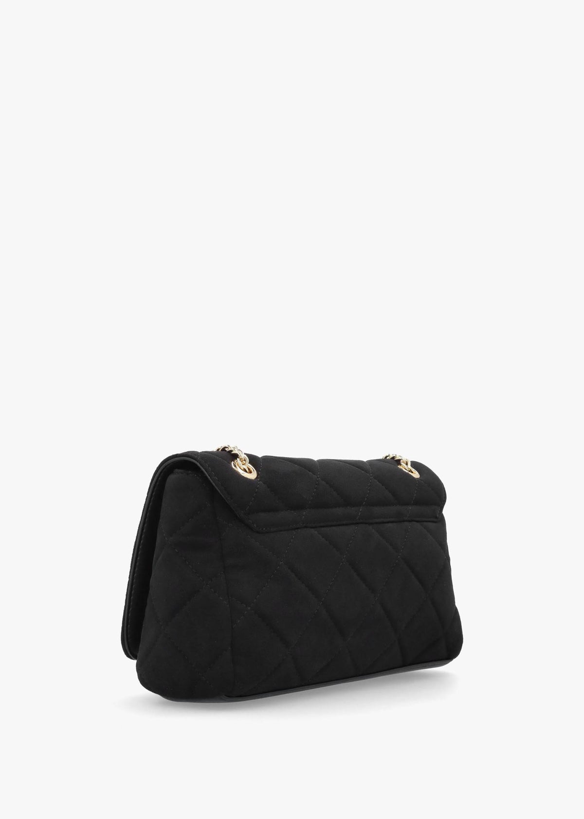 Large Quilted Ocarina Black Suedette Satchel Bag