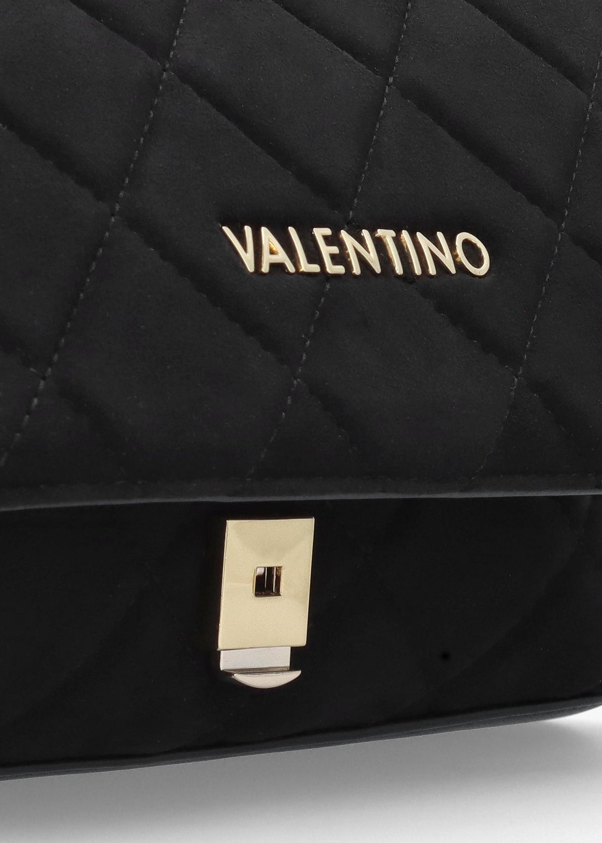Large Quilted Ocarina Black Suedette Satchel Bag