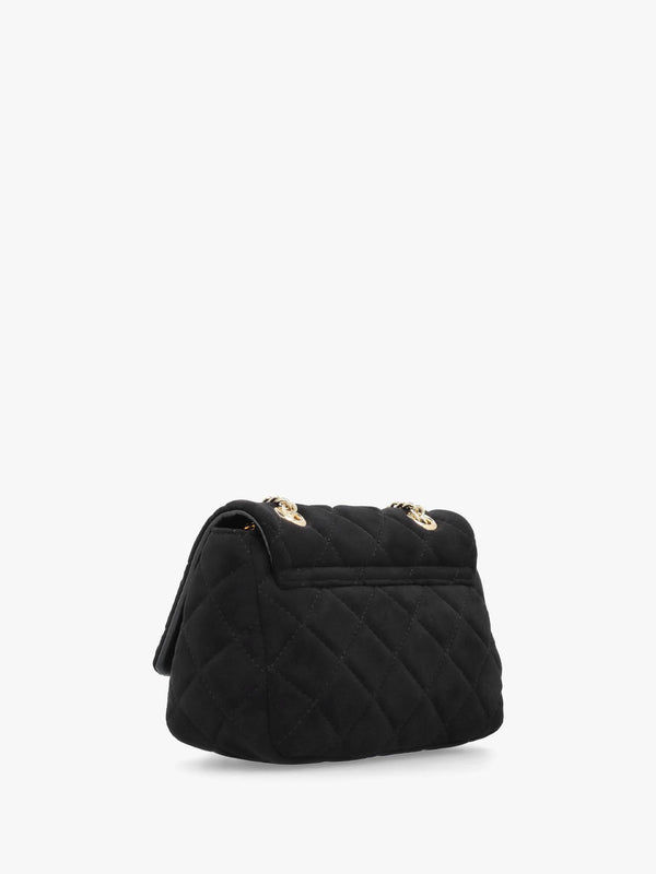 Small Quilted Ocarina Black Suedette Shoulder Bag