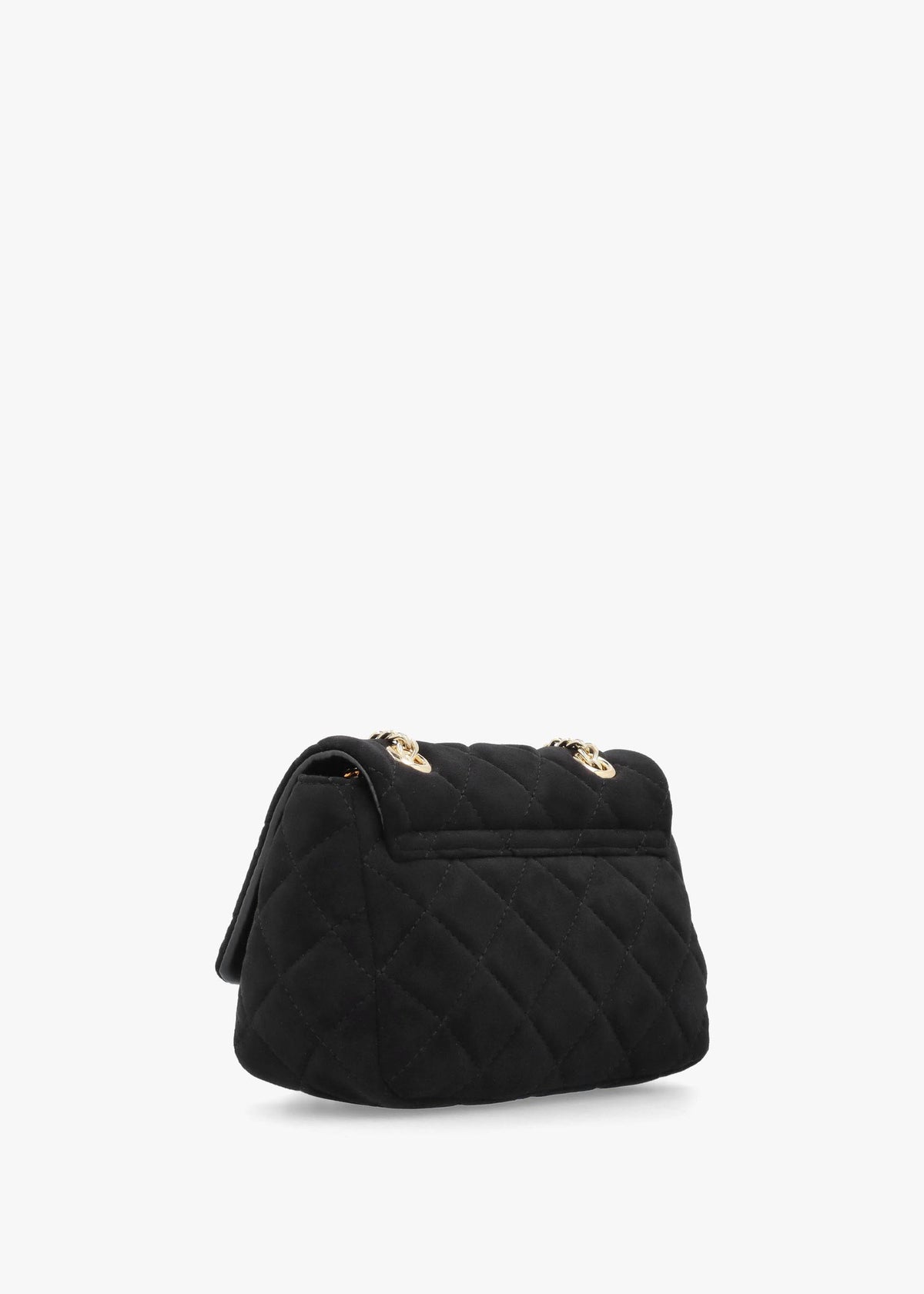 Small Quilted Ocarina Black Suedette Shoulder Bag