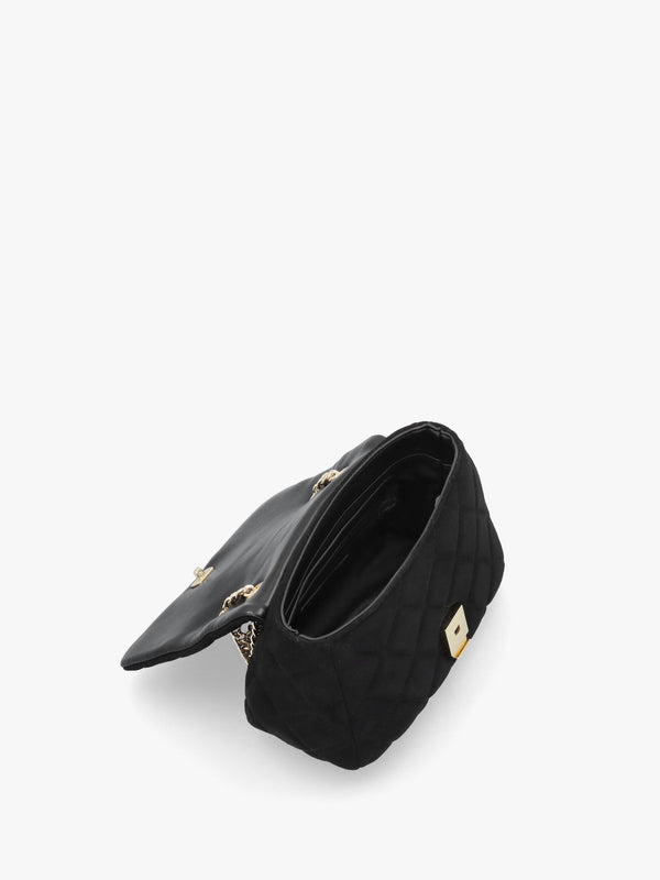Small Quilted Ocarina Black Suedette Shoulder Bag