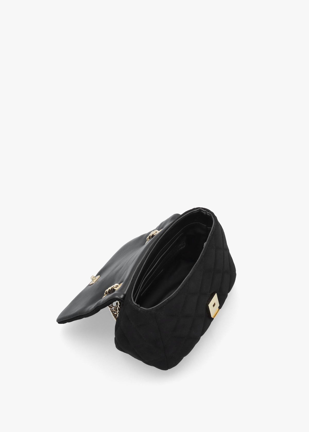 Small Quilted Ocarina Black Suedette Shoulder Bag