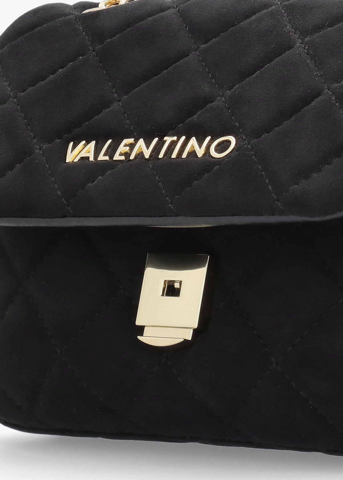 Small Quilted Ocarina Black Suedette Shoulder Bag