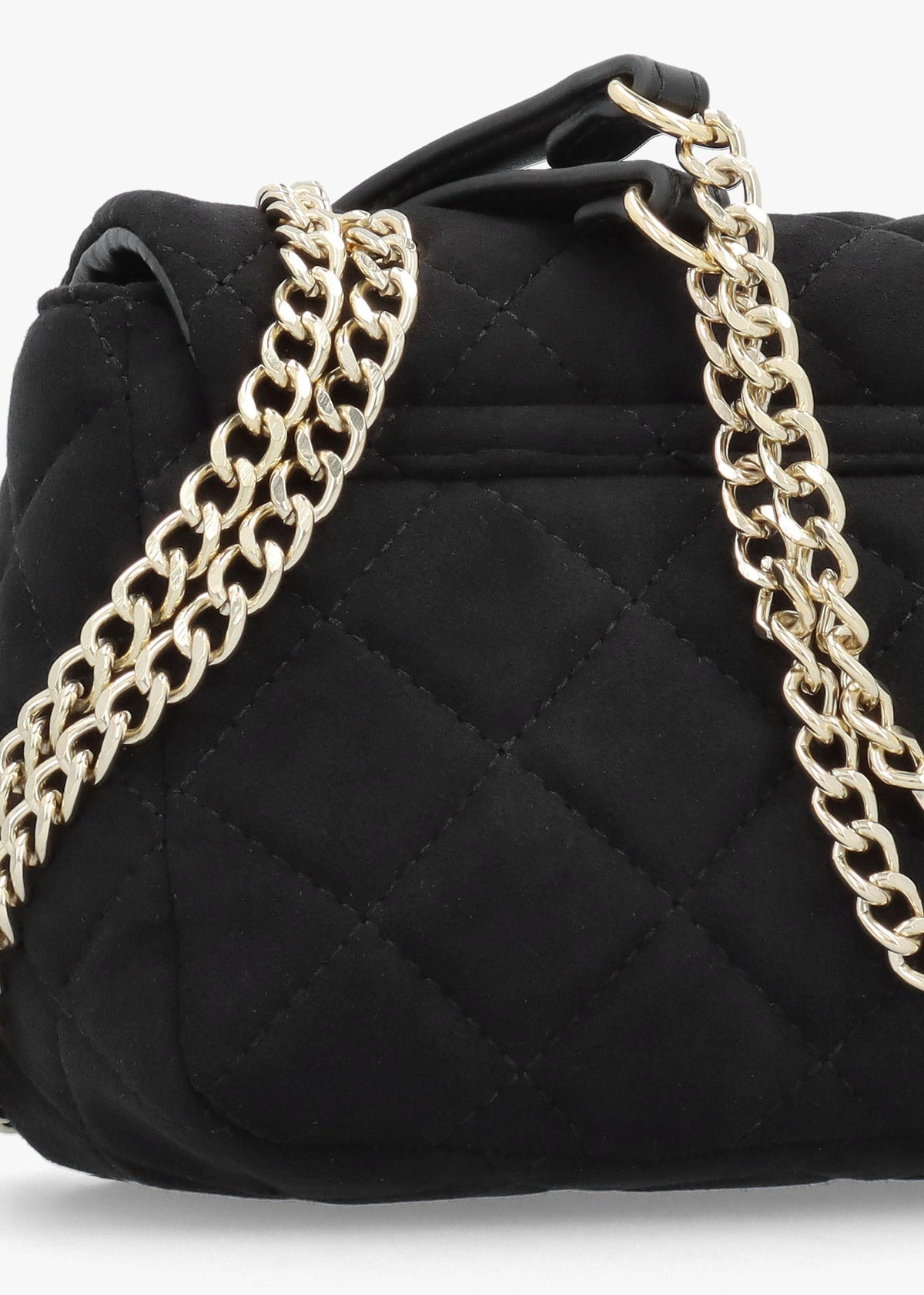 Small Quilted Ocarina Black Suedette Shoulder Bag