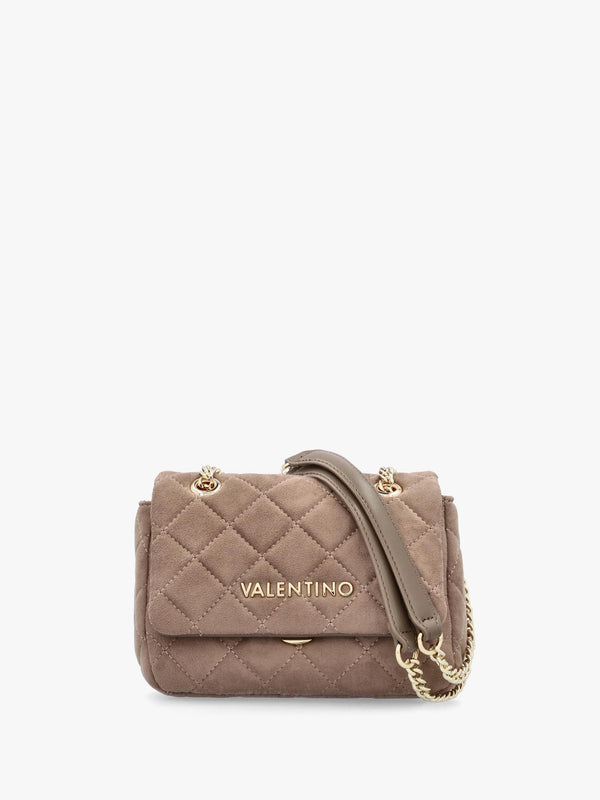 Small Quilted Ocarina Taupe Suedette Shoulder Bag