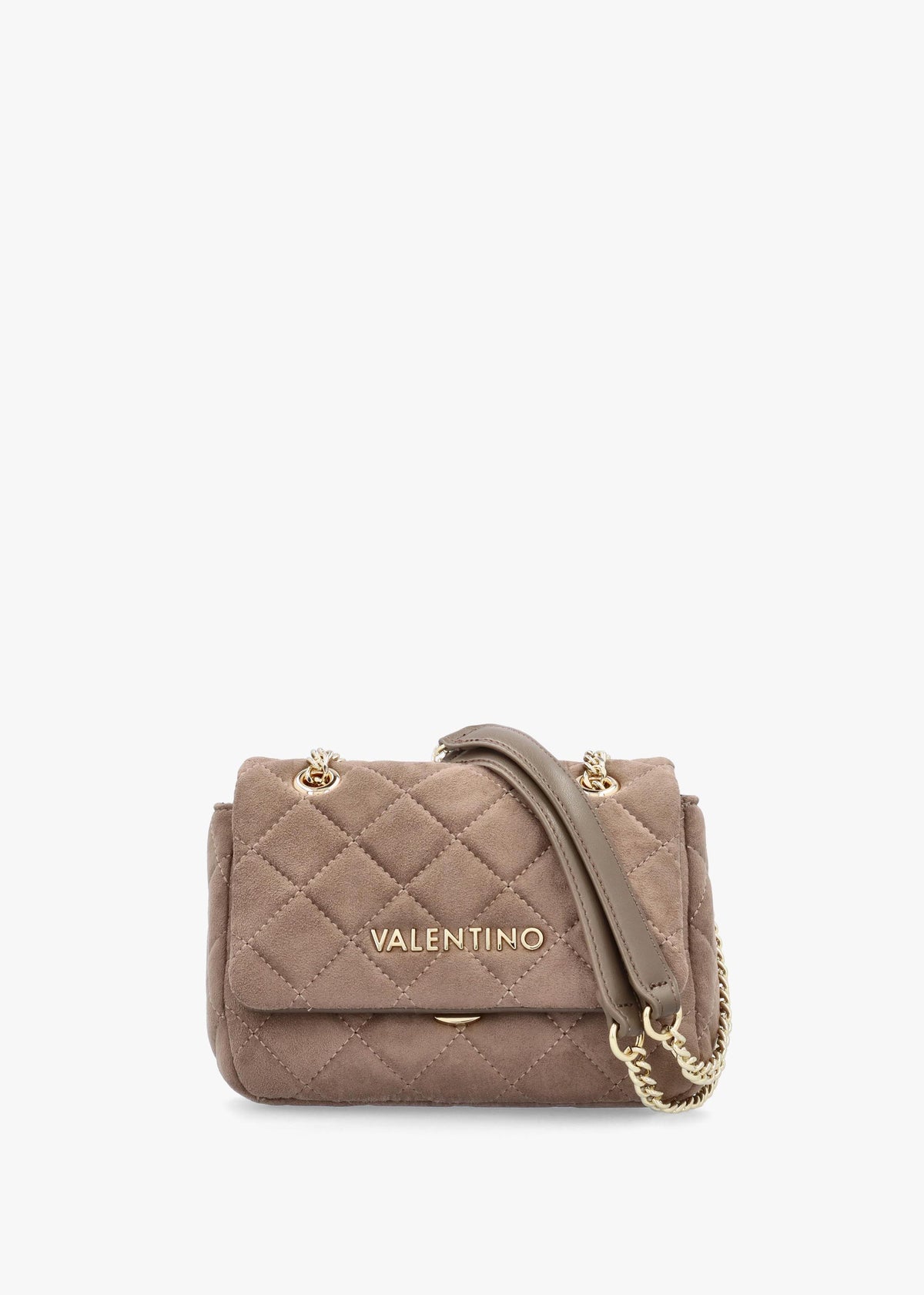 Small Quilted Ocarina Taupe Suedette Shoulder Bag