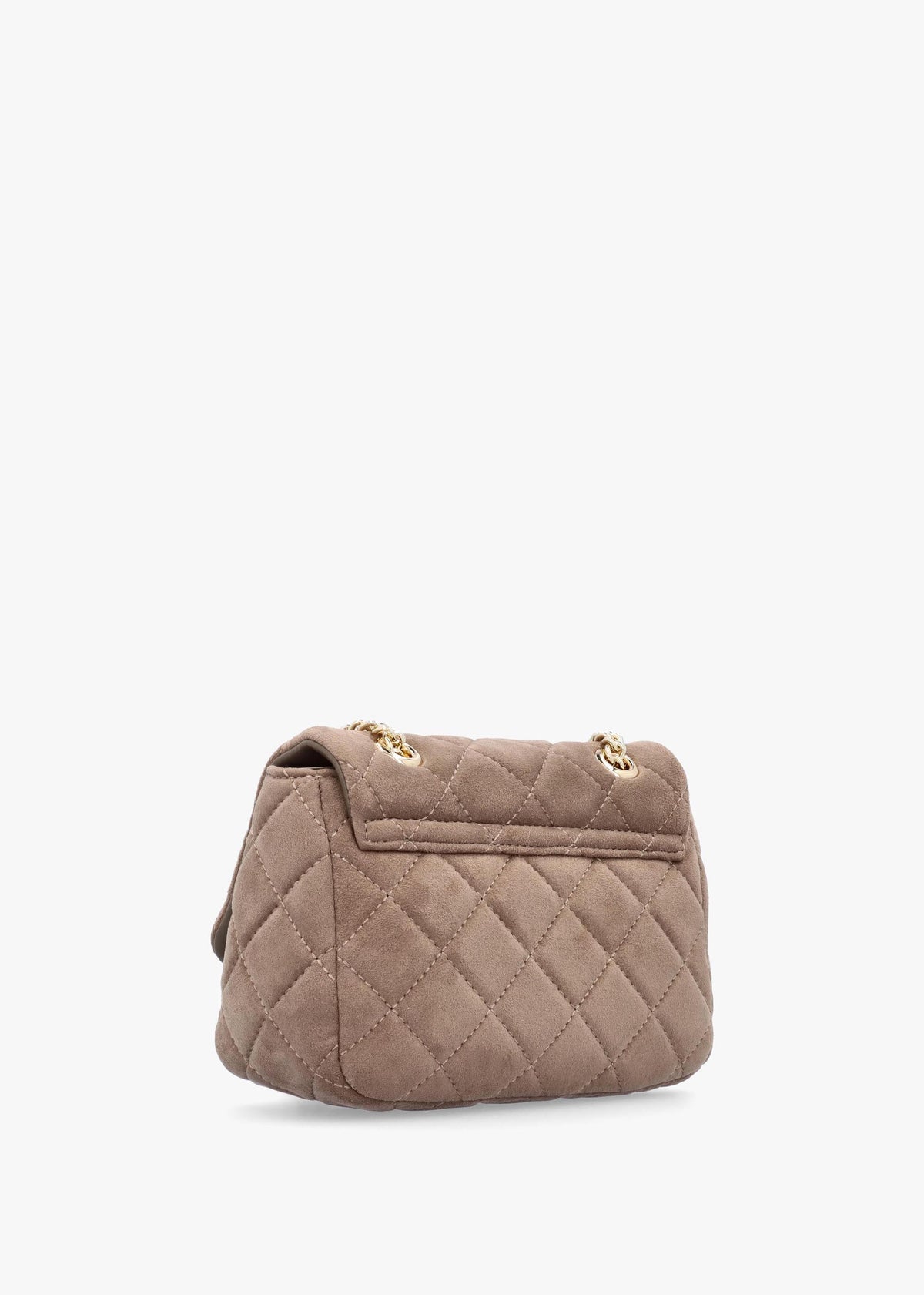 Small Quilted Ocarina Taupe Suedette Shoulder Bag