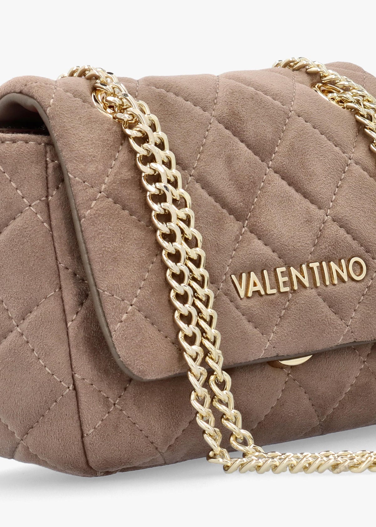 Small Quilted Ocarina Taupe Suedette Shoulder Bag