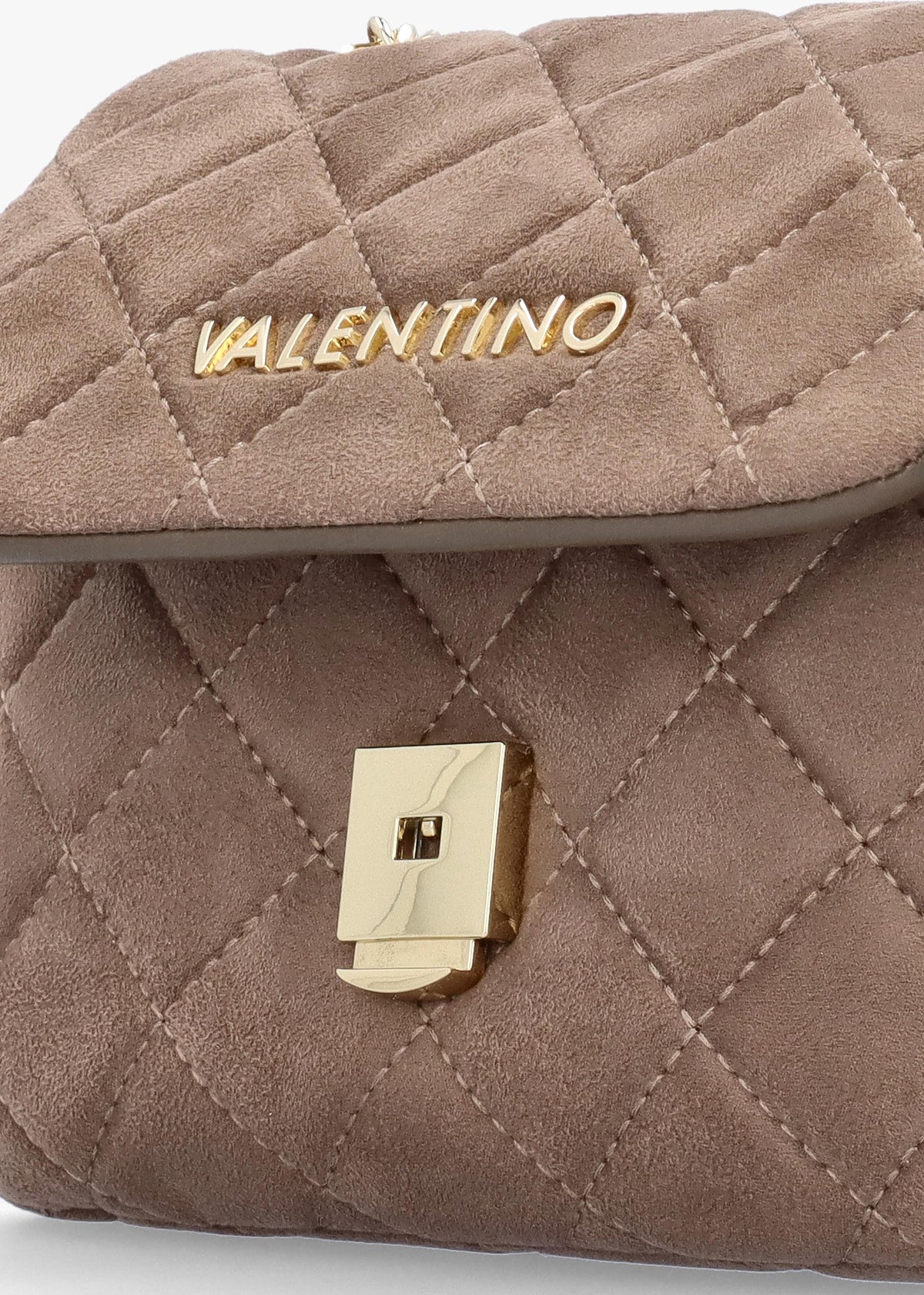 Small Quilted Ocarina Taupe Suedette Shoulder Bag