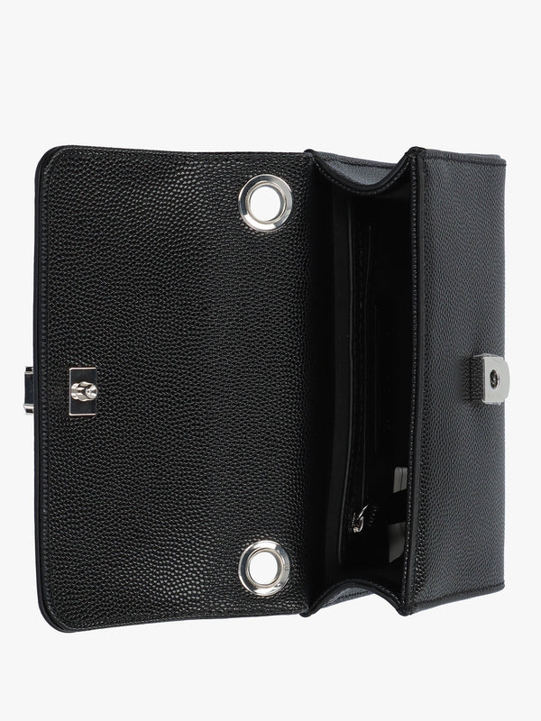 Divina Black Silver Pebbled Shoulder Bag