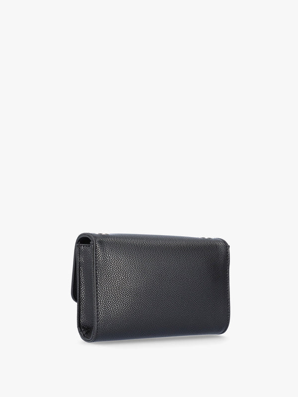 Divina Black Silver Pebbled Shoulder Bag