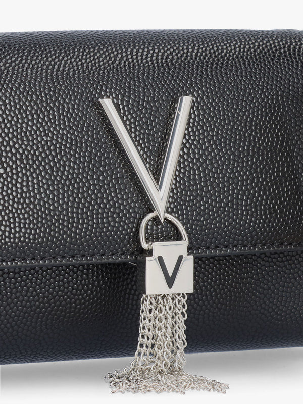 Divina Black Silver Pebbled Shoulder Bag