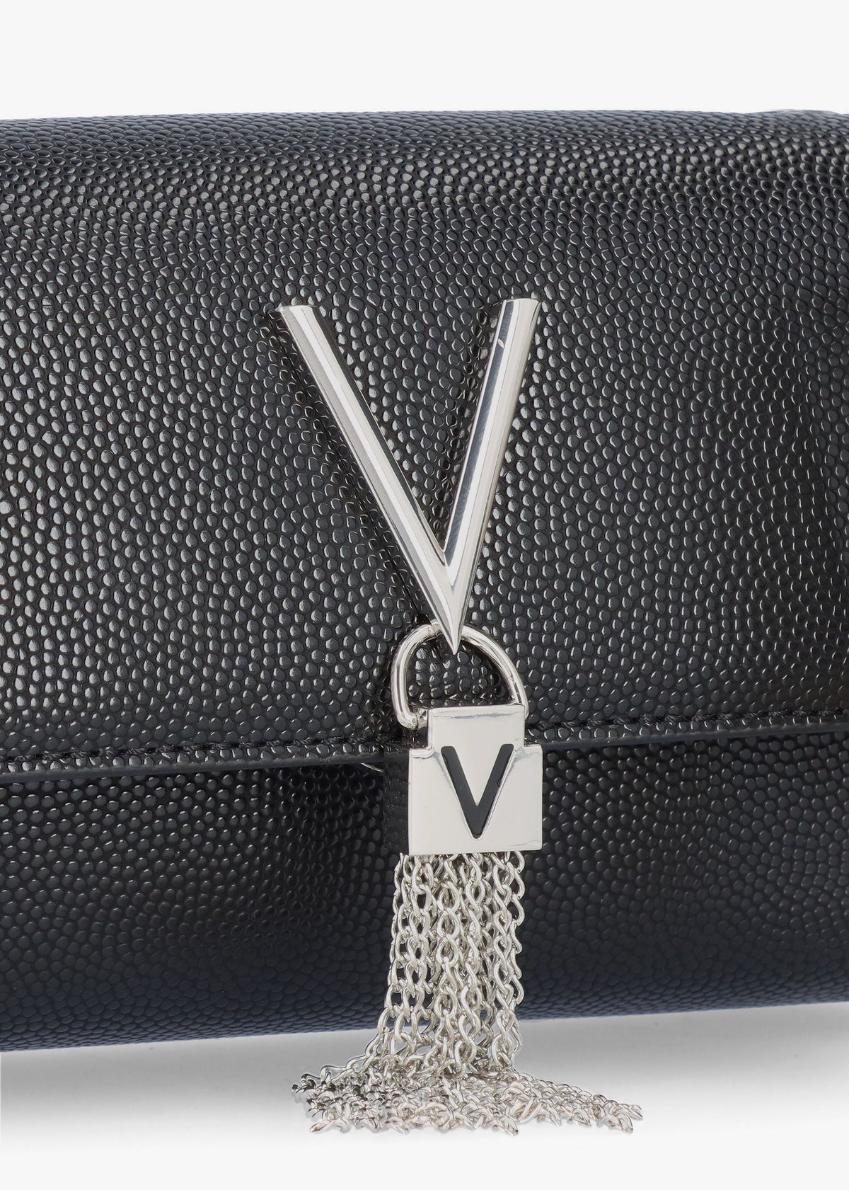 Divina Black Silver Pebbled Shoulder Bag