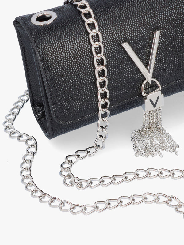 Divina Black Silver Pebbled Shoulder Bag