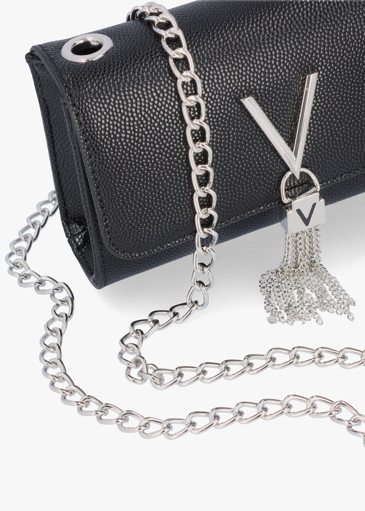 Divina Black Silver Pebbled Shoulder Bag