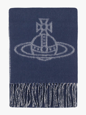 Vivienne Westwood Unisex Double Face Blue Wool Scarf