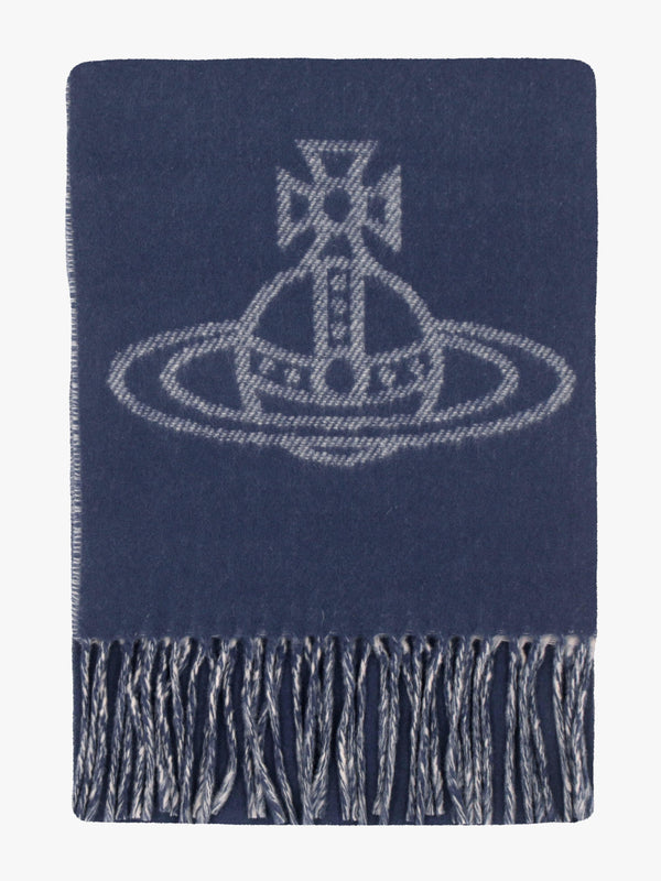 Vivienne Westwood Unisex Double Face Blue Wool Scarf