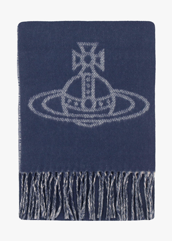 Vivienne Westwood Unisex Double Face Blue Wool Scarf