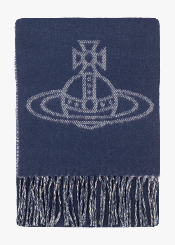 Vivienne Westwood Unisex Double Face Blue Wool Scarf