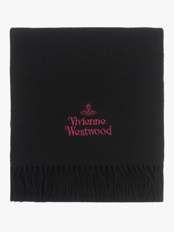 Vivienne Westwood Unisex Embroidered Black Wool Scarf