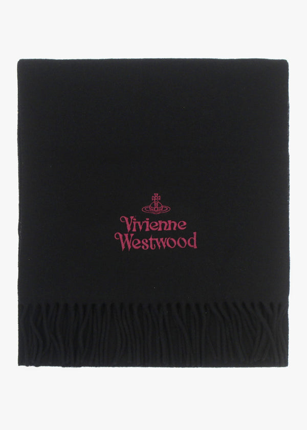 Vivienne Westwood Unisex Embroidered Black Wool Scarf