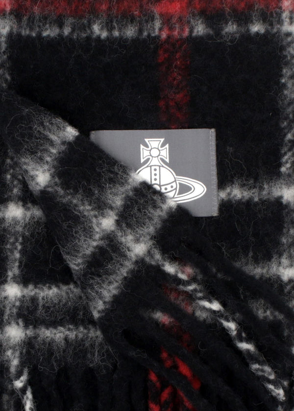 Vivienne Westwood Unisex Black Chunky Tartan Red Scarf