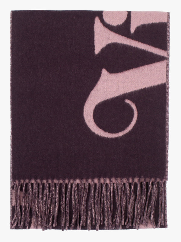 Vivienne Westwood Unisex Double Face Half Logo Plum Wool Scarf