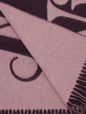Vivienne Westwood Unisex Double Face Half Logo Plum Wool Scarf
