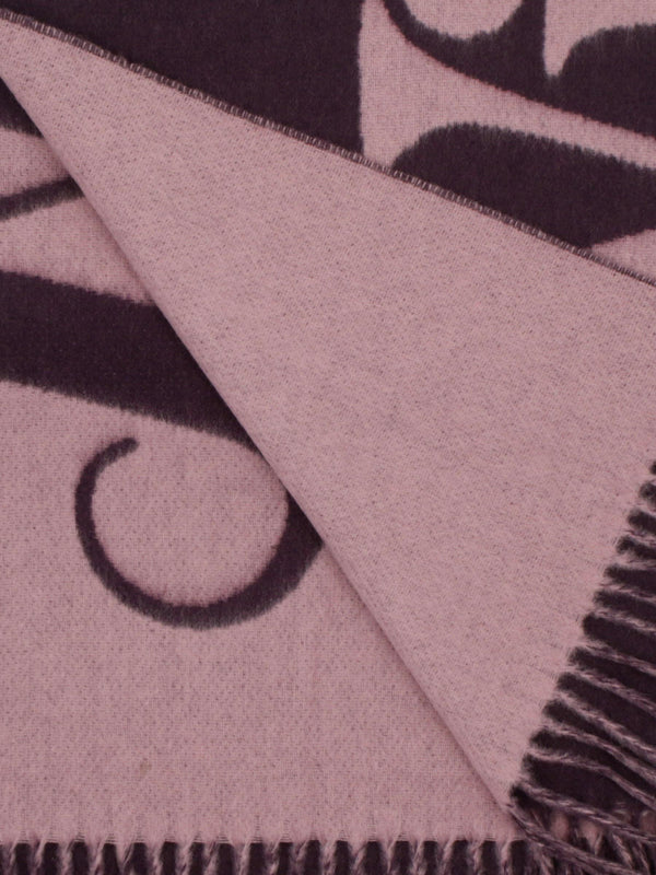 Vivienne Westwood Unisex Double Face Half Logo Plum Wool Scarf