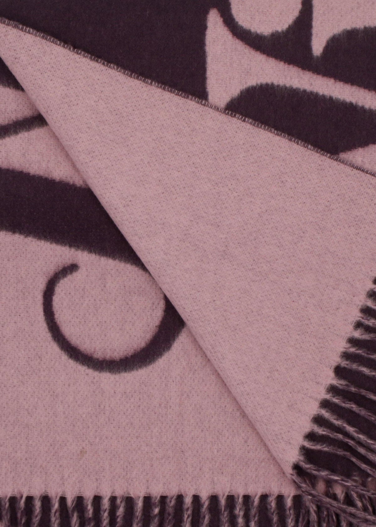 Vivienne Westwood Unisex Double Face Half Logo Plum Wool Scarf