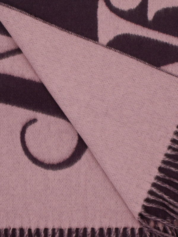 Vivienne Westwood Unisex Double Face Half Logo Plum Wool Scarf