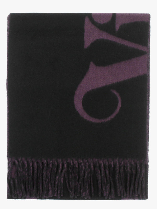 Vivienne Westwood Unisex Double Face Half Logo Black Wool Scarf