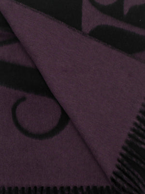 Vivienne Westwood Unisex Double Face Half Logo Black Wool Scarf
