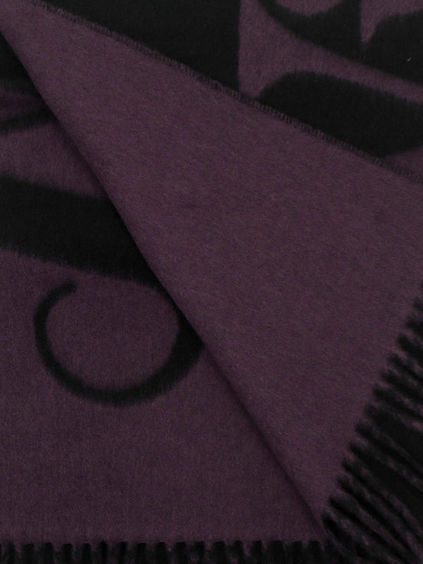 Vivienne Westwood Unisex Double Face Half Logo Black Wool Scarf