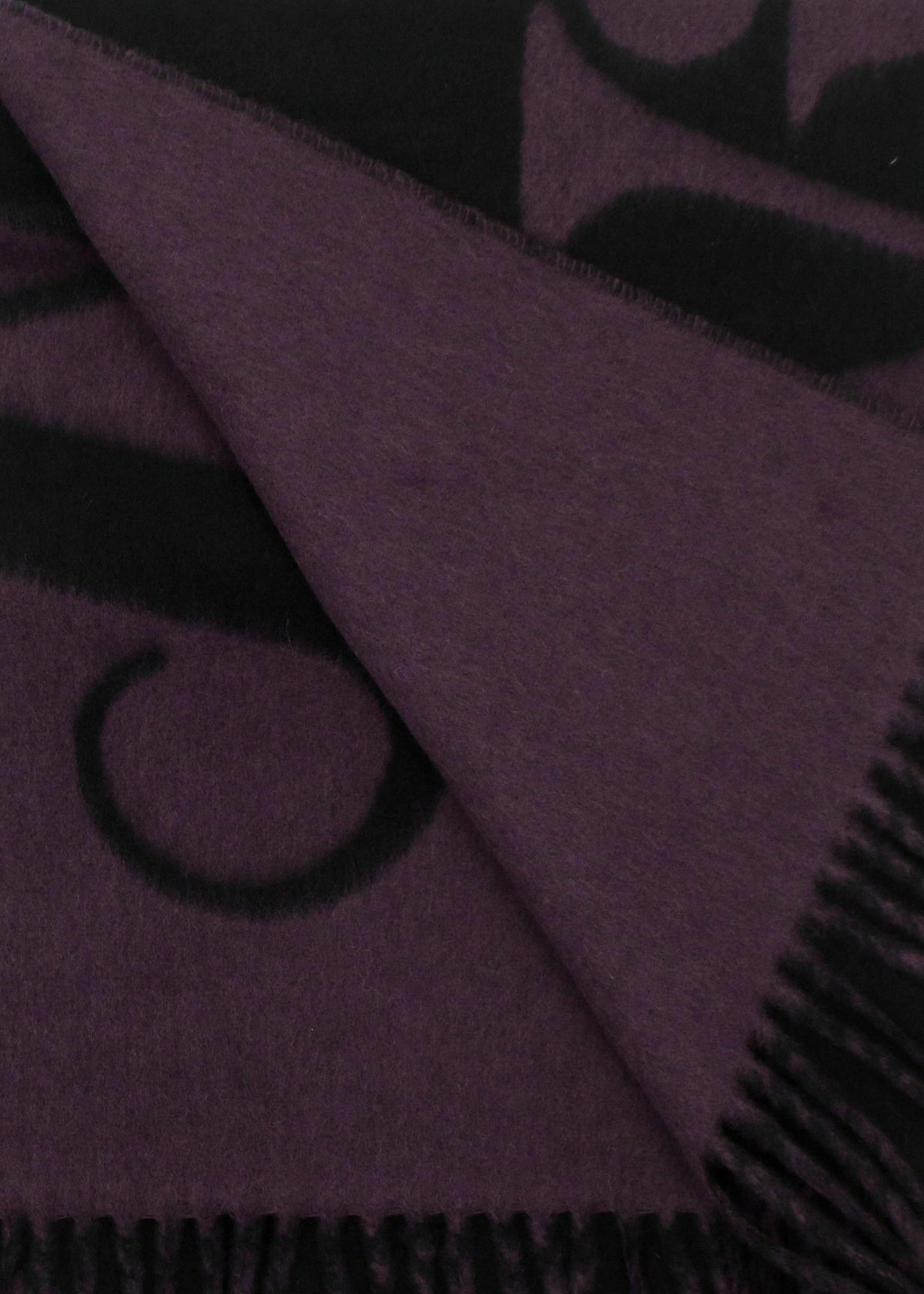Vivienne Westwood Unisex Double Face Half Logo Black Wool Scarf