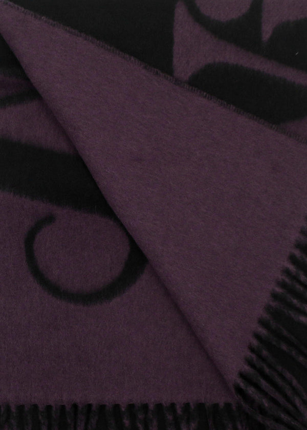 Vivienne Westwood Unisex Double Face Half Logo Black Wool Scarf