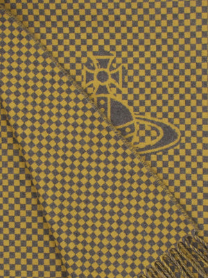 Vivienne Westwood Unisex Checkmate Gold Wool Scarf