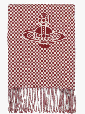 Vivinne Westwood Unisex Checkmate Light Grey Wool Scarf